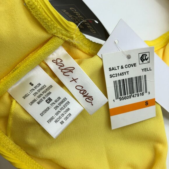Salt & Cove Yellow Ribbed Bralette Bikini Swim Top S - Picture 4 of 5